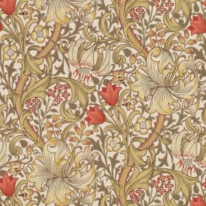 Golden Lily Biscuit / Brick – ljus & elegant Morris-tapet