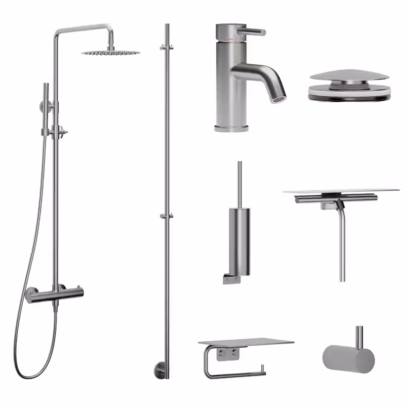 Blandarpaket Scandtap Steel Pleasure 2 med Handdukstork och Accessoarer