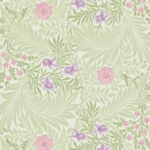Larkspur Olive / Lilac tapet | Morris & Co – Färgvaruhuset